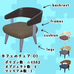 【3Dモデル】ちょいデフォ家具-カフェのチェア_01 【個別売版】