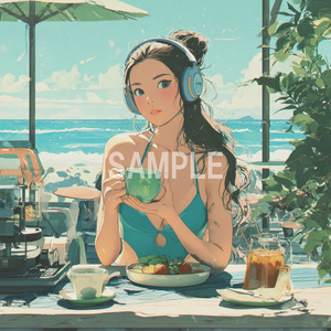해변에서 휴식하는 Lo-Fi
