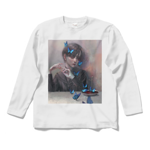 「蝶」ロングスリーブTシャツ白&黒