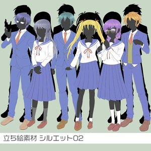 立ち絵素材 シルエット02(学生)