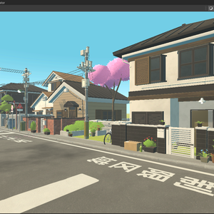 【VRChat世界の資産】アニメ風の街並み装飾シーン