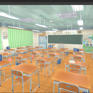 [VRChatワールドリソース] アニメ3Dから2Dへの変換レンダリング教室シーン