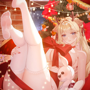 【商用】【YCH base】イラストテンプレート素材Vtuber素材クリスマスリボン