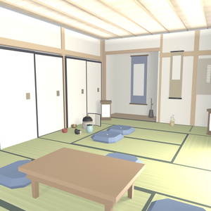   【まとめ買い】和室＋茶室 24点セット｜VRChat向け 畳・襖・障子・床の間＋茶道具ひと揃い ローポリ和風