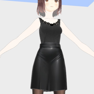 knee-length pencil skirt made from luxurious black leather