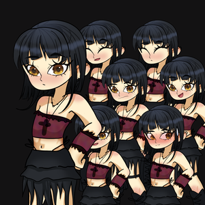 Cute Goth Girl PNGTuber – 7 Expressions