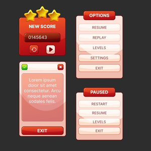 Casual Mobile Game UI Kit – Red Theme
