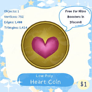 🌙☁️Heart Coin - Low Poly 3D Coin☁️🌙