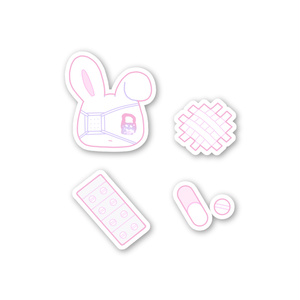 自宅通販💜あくむ病院シール12枚セット-ピンク
