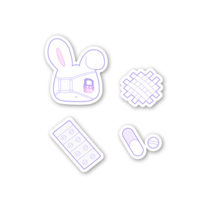 自宅通販💜あくむ病院シール6枚セット-紫