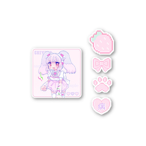 自宅通販💜スマホサイズ シール5枚セット-ピンクB