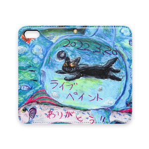 泳ぐ猫と魚たち iPhoneケース