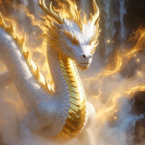 白と金の龍｜神秘的な光の映像作品 White & Gold Dragon – Mystical Light Visual