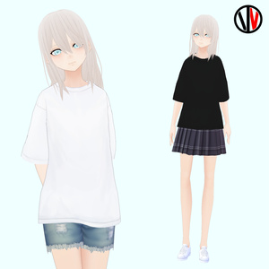 【テクスチャ】オーバーサイズTシャツ（白、黒）【Vroid正式版対応】
