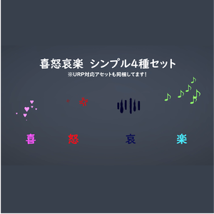 【Unity/VRChat】シンプルな感情表現（喜怒哀楽）エフェクト4種セット