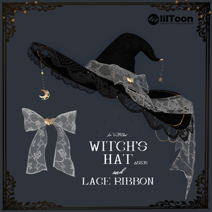 【揺れる】Witch's Hat and Lace Ribbon Set【VRChat想定】