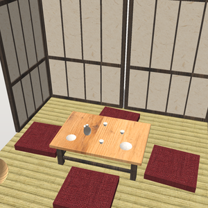 【VRChat想定】和室 座卓セット｜座布団・障子・行灯【軽量7千ポリゴン / OBJ】