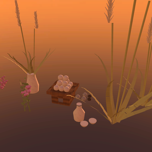 【無料】【VRChat想定】月見の飾り一式｜三方と月見団子・ススキ・秋草・徳利と盃【unitypackage / FBX・OBJ】