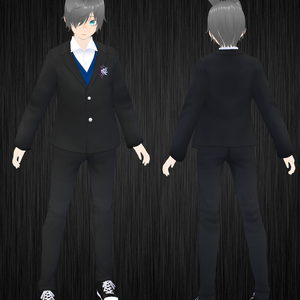 Blue - Black Flower Suit