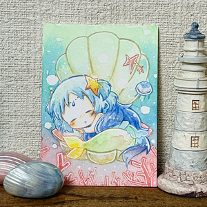ATC　イラスト原画　「しんじゅのまくら」　人魚姫