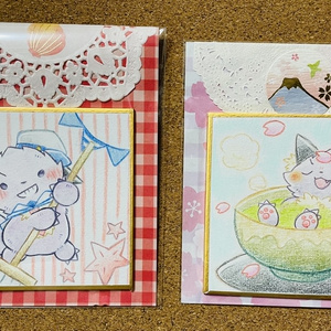 イラスト原画　狼さんの豆色紙2枚セット