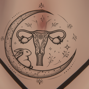 『moon uterus rabbit』タトゥー用　デカール　tatoo
