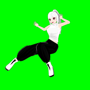 【1点限定】VTuber向けVRMモデル　白髪ポニテ＆刈り上げ＆ボーイッシュ