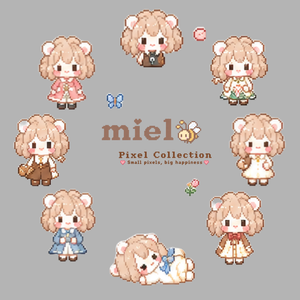Pixel World｜ピクセルデジタル素材 3シートセット｜miel by hucci