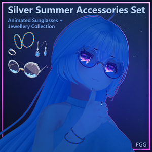 Silver Summer Accessories Set - Animated Sunglasses + Jewellery