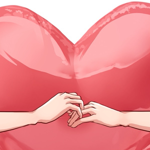 顔ハメ　ハートだっこ女子（中性）お手々