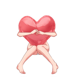 顔ハメ　ハートだっこ女子（中性）全身