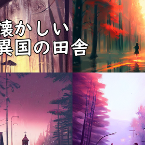 イラスト素材／背景素材　懐かしい異国の田舎