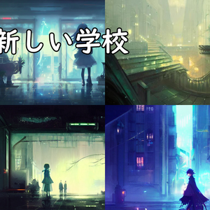 イラスト素材／背景素材　新しい学校