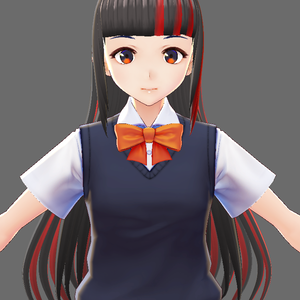 [VROID] Red black hair preset with bone