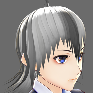 [VROID] Medium black white hair preset with bone