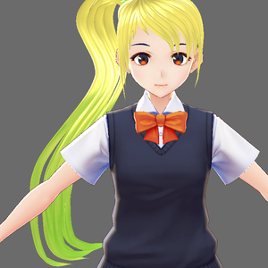 [VROID] Golden green long hair preset with bone