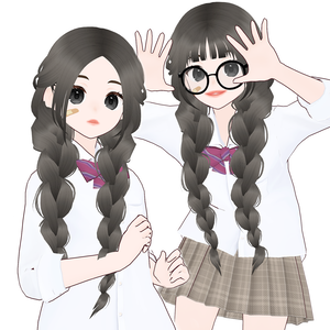  【VRoid】正式版・β版 Hair Preset -  Official / Stable and Beta Version - Long Twintail Front Braids - ツインテールロング三つ編み