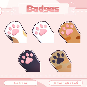 【Free】5 Paw Digital Sub Badges for Twitch✨【Twitch Badges】