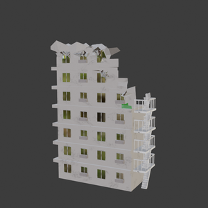 破壊されたビル 3Dモデル Destroyed building