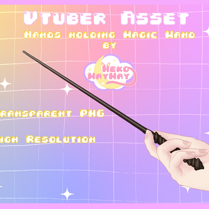 魔法の杖を持った手のVtuberアセット - 魔女と魔法使いのアクセサリー - 幻想的なVTuber、ストリーマー、およびYouTuber向けのマジックインスパイア 2D PNG