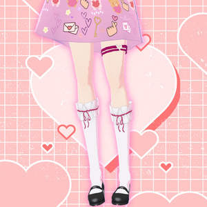 Frill Lace Tie Sock with Heart Thigh Strap