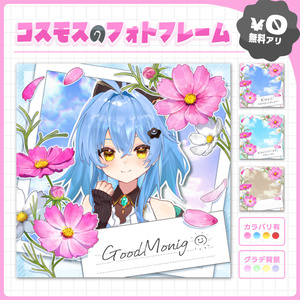 🆓無料版あり｜コスモスのメモ付きフォトフレーム