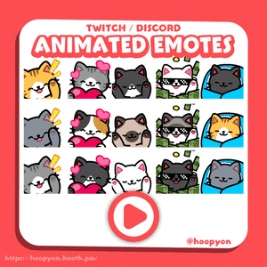 【Twitch/Discord】うごく猫エモートセット/Animated Cat Emote Set