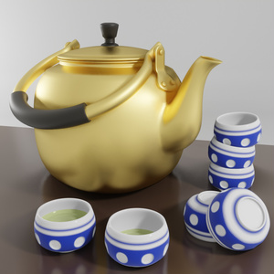 【3Dモデル】やかんと湯呑み