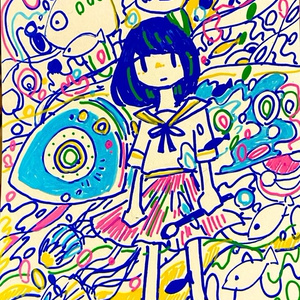 ポストカード　らくがきのような人生