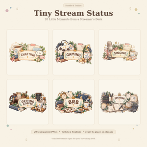 Tiny Stream Status Vol.1｜配信ステータス素材 20種｜透過PNG