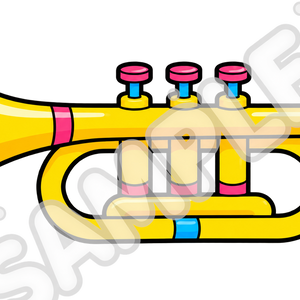 【商用利用可】子ども向け楽器素材｜ラッパ｜知育動画向け｜透過PNG