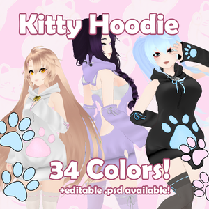 Vroid Kitty Hoodie (Editable PSD Available!) - キティパーカー - 編集可能なPSDをご用意しました。