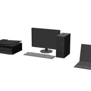 【VRChat想定】OA機器セット（ノートパソコン、デスクトップPC、プリンター、固定電話）【fbxモデル】
