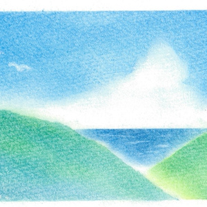 22×27㎝「晴れた日の海 D」F3・油彩画・原画 - かいがのみせ